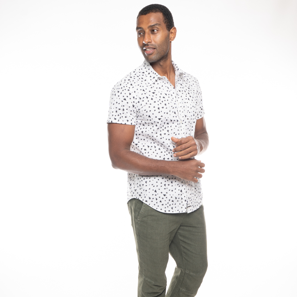 Short Sleeve Men's Shirt Starry Night