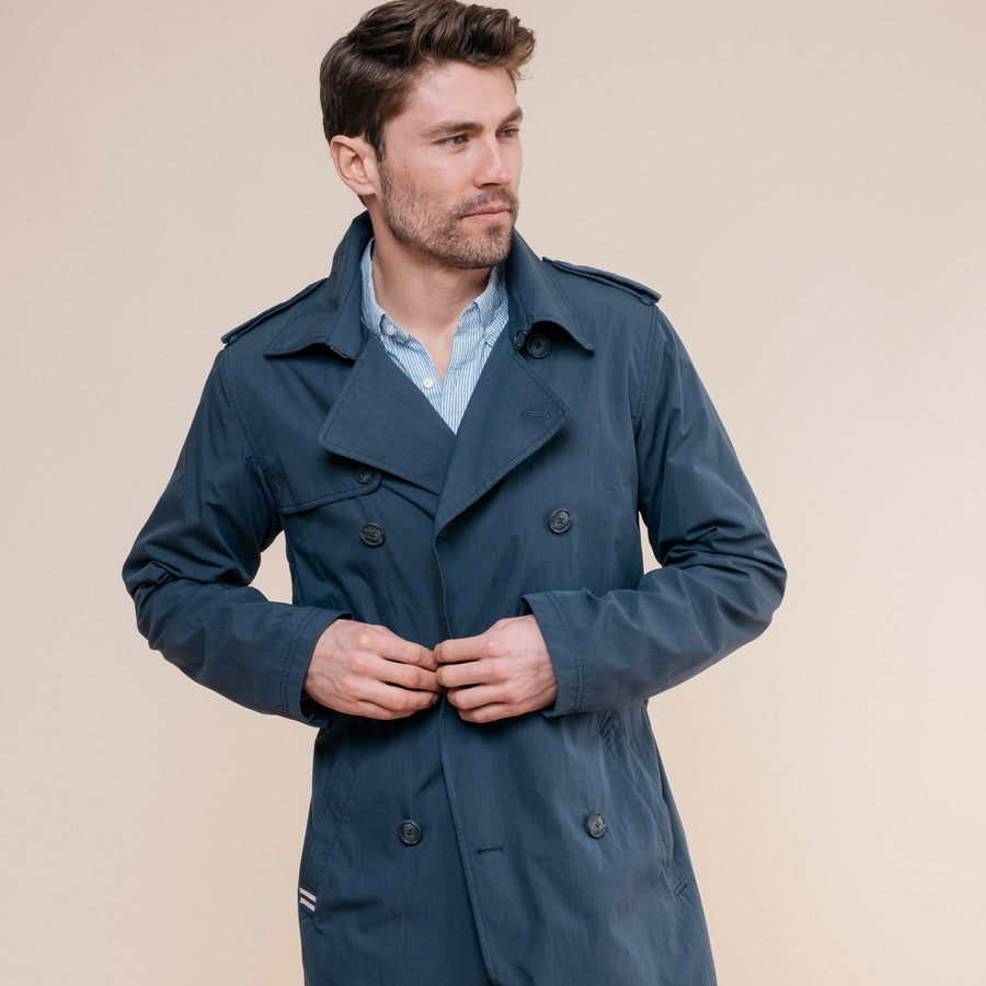 Teal Entrenched Trench Jacket 