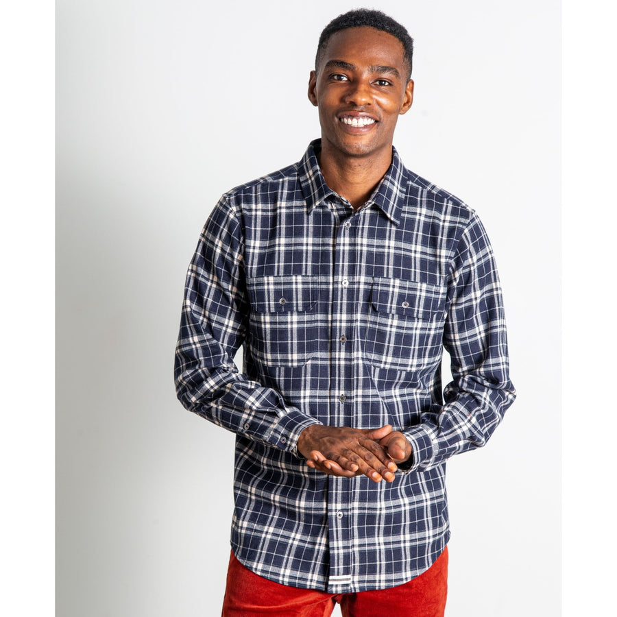 Navy Plaid Stretch Flannel