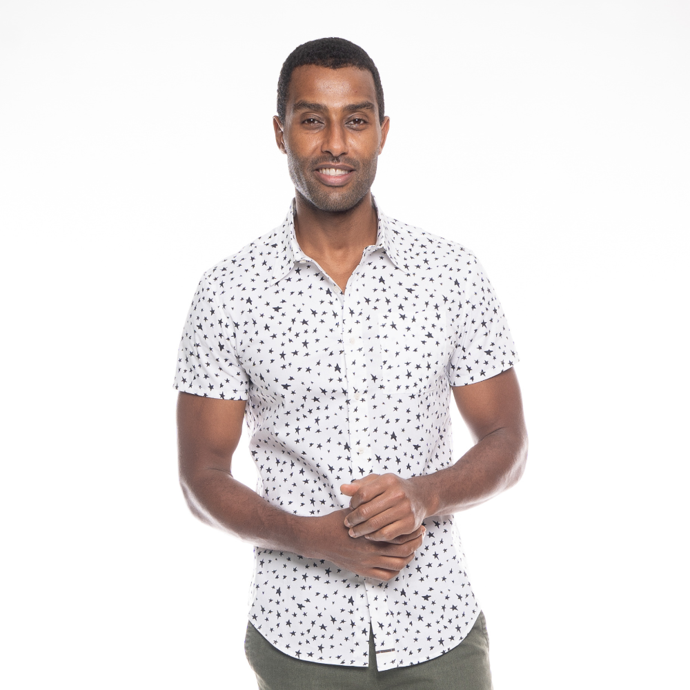 Short Sleeve Men's Shirt Starry Night
