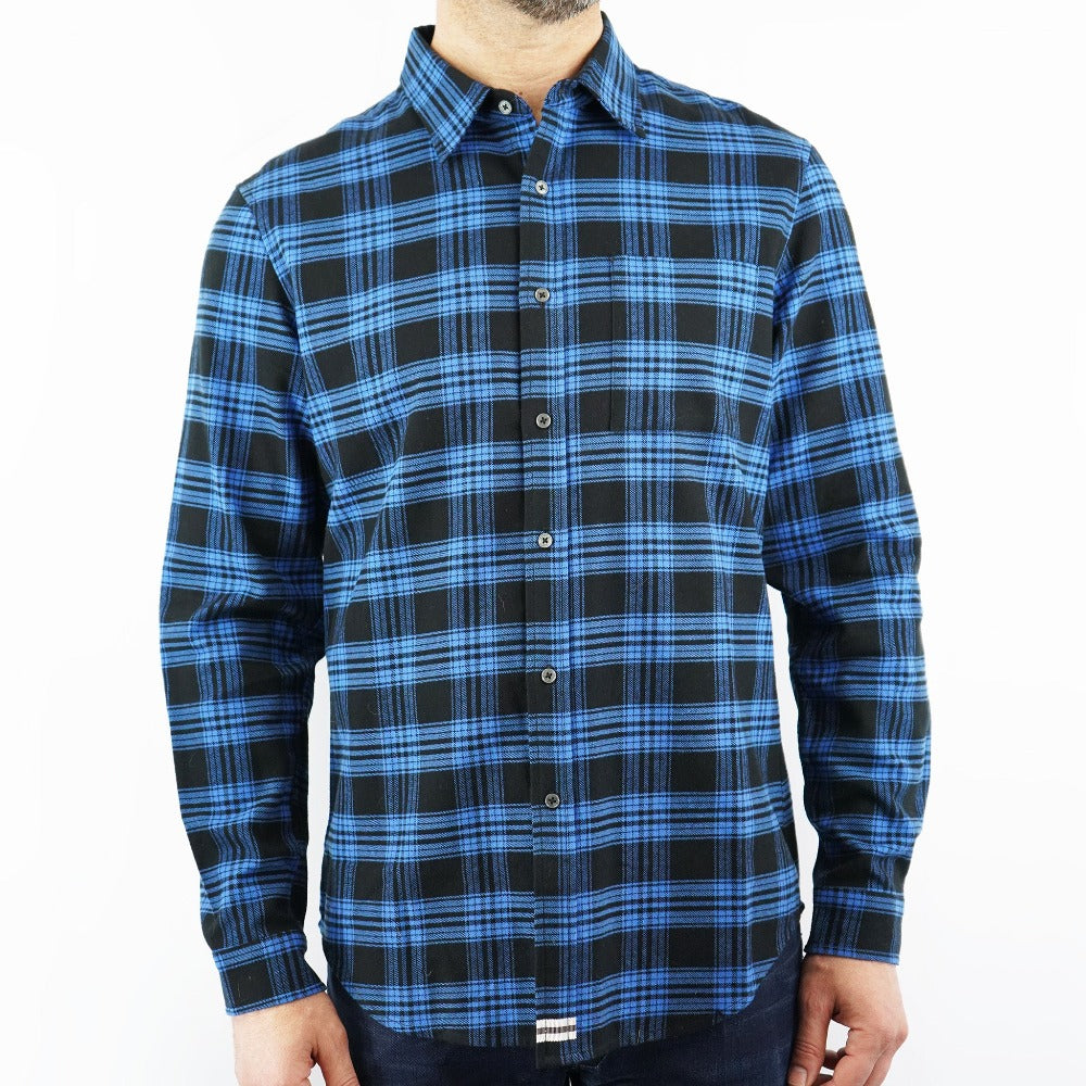 Long Sleeve Flannel Blue Men's Shirt 