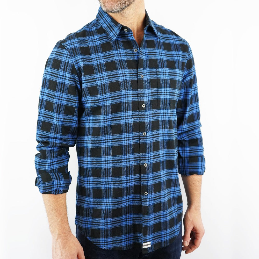 Long Sleeve Flannel Blue Men's Shirt 