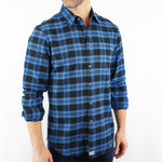 Long Sleeve Flannel Blue Men's Shirt 