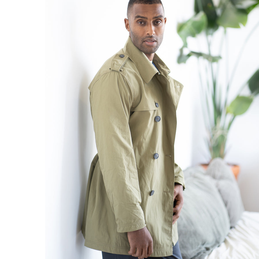 Olive Entrenched Trench Jacket