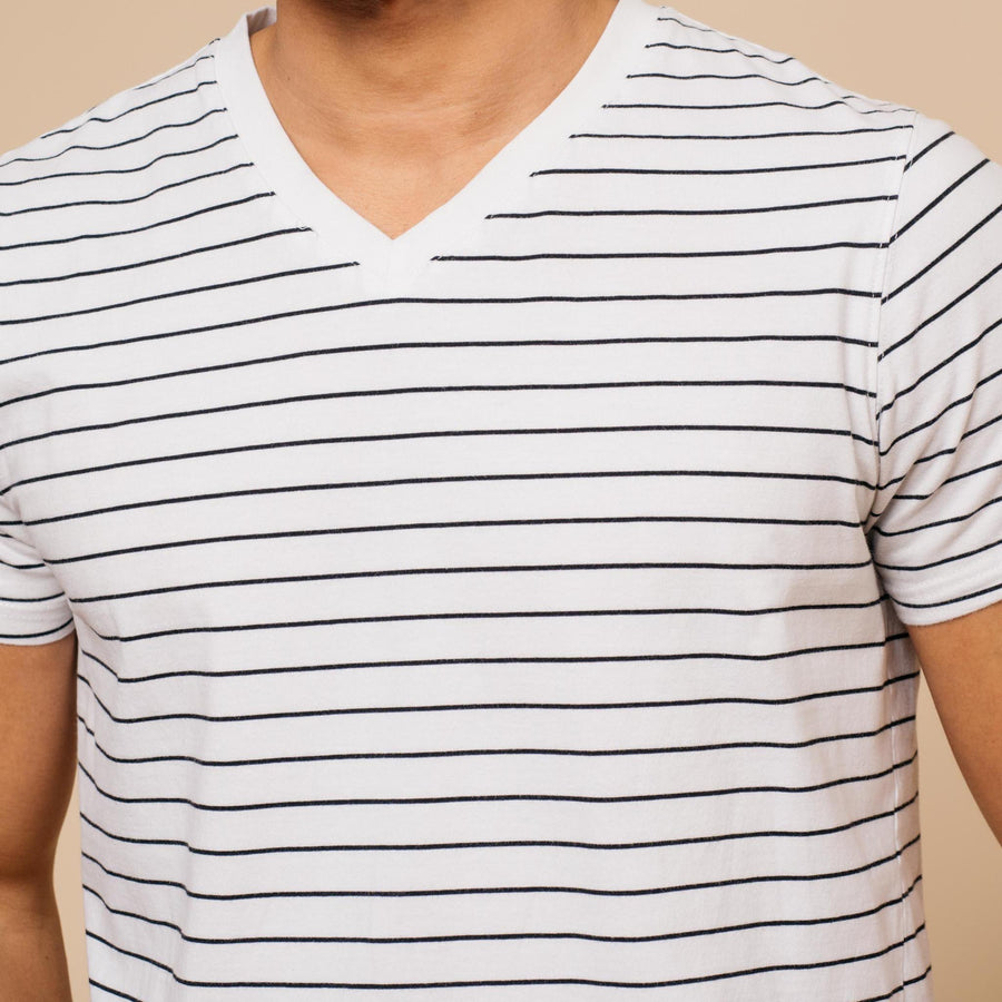 Men's stripe short sleeve v-neck shirt